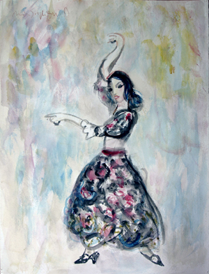 spanish dancer, watercolor