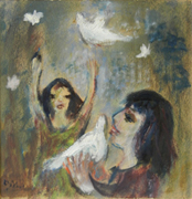 girls with doves